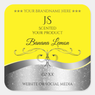 Luxe Wavy Zilver Decor Geel Monogram Label