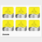 Luxe Wavy Zilver Decor Geel Monogram Label (Vel)