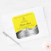 Luxe Wavy Zilver Decor Geel Monogram Label (Envelop)