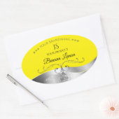 Luxe Wavy Zilver Decor Geel Monogram Label (Envelop)