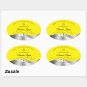 Luxe Wavy Zilver Decor Geel Monogram Label (Vel)