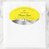Luxe Wavy Zilver Decor Geel Monogram Label (Tas)