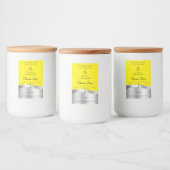 Luxe Wavy Zilver Decor Geel Monogram Label Voedselcontainer Etiket (Flessen)
