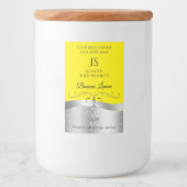 Luxe Wavy Zilver Decor Geel Monogram Label Voedselcontainer Etiket (Voorkant)