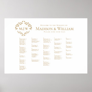 Luxe Wedding Crest Monogram gastenkaart Poster