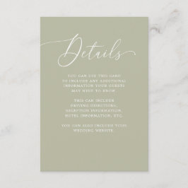 Luxe Wedding | Moss Green Guest Details Insert Informatiekaartje