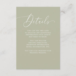 Luxe Wedding Moss Green Guest Details Insert Informatiekaartje