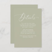 Luxe Wedding | Moss Green Guest Details Insert Informatiekaartje (Voorkant / Achterkant)