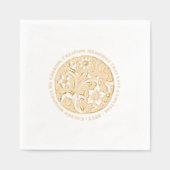 Luxe weelderige gouden en witte art deco bloemen folie servetten (Voorkant)