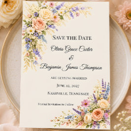 Luxe Weide Met Pastel Wilde Bloemen Save The Date