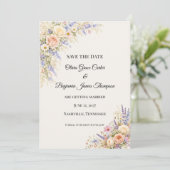 Luxe Weide Met Pastel Wilde Bloemen Save The Date (Staand voorkant)