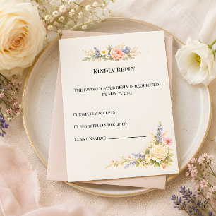 Luxe Weide met Wilde Bloemen & Romantische Pastel RSVP Kaartje