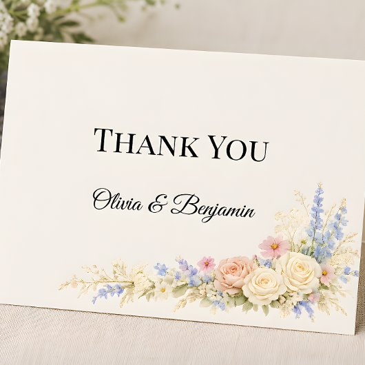 Luxe Weidebloemen Bruiloft Bedankkaart