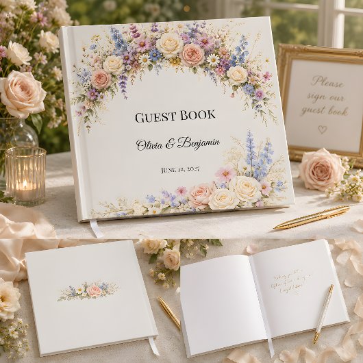 Luxe Weidebloemen Bruiloft Gastenboek