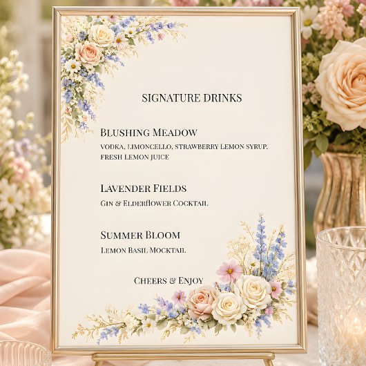 Luxe Weidebloemen Bruiloft Kaart