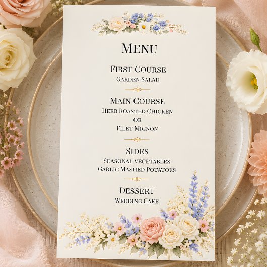 Luxe Weidebloemen Bruiloft Menu