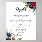 Luxe Whimsical Boho Bloemige Trouw Dranken Menu Poster (Voorkant)