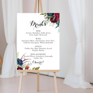 Luxe Whimsical Boho Bloemige Trouw Dranken Menu  Poster