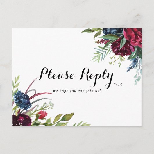 Luxe Whimsical Boho Floral Menu Keuze RSVP (Voorkant)