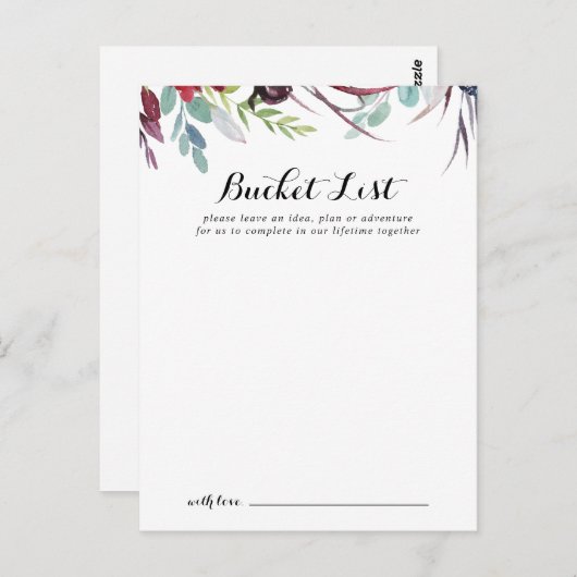 Luxe Whimsical Boho Wedding Bucket List-kaarten Briefkaart (Voorkant / Achterkant)