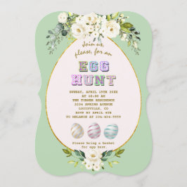 Luxe White Cream Flowers Gold Egg Hunt Easter Kaart