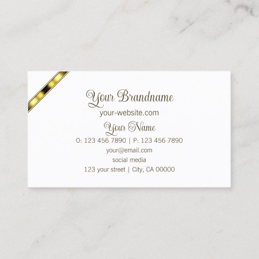 Luxe White en Gold met Monogram Professional Visitekaartje (Achterkant)