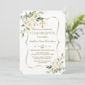 Luxe White Flowers Gold Cross-bevestiging Kaart (Staand voorkant)