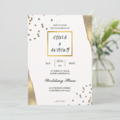 Luxe White gold glitter bruiloft uitnodiging (Staand voorkant)