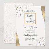 Luxe White gold glitter bruiloft uitnodiging (Voorkant / Achterkant)