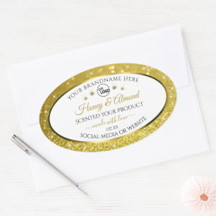 Luxe White Gold Glitter Product Labels Logo