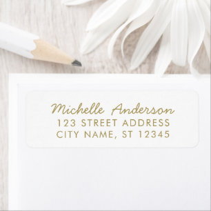 luxe White Gold Minimal Script Retouradres Etiket