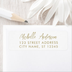 luxe White Gold Minimal Script Retouradres Etiket