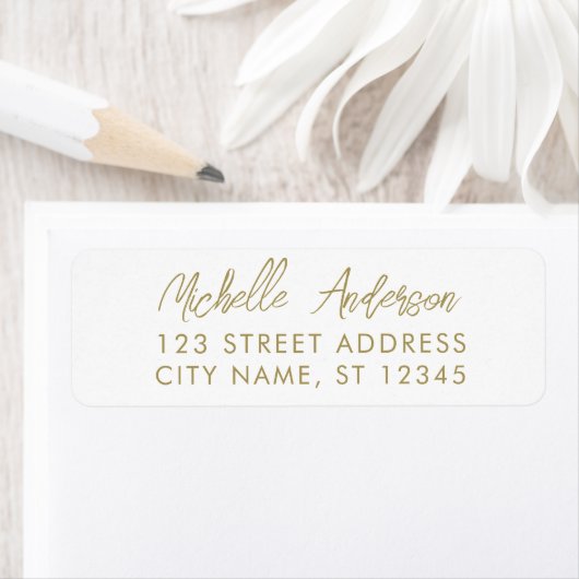 luxe White Gold Minimal Script Retouradres Etiket (Insitu)