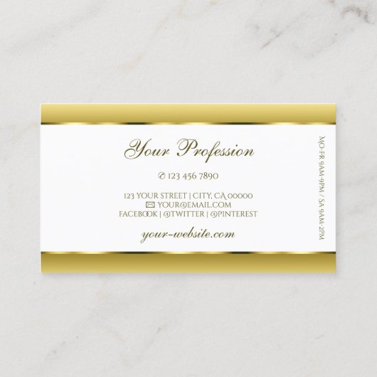 Luxe White Gold Ombre Golden Oval Decour Border Visitekaartje (Achterkant)