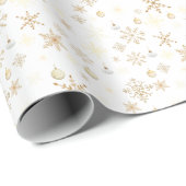 Luxe White & Gold Snowflake Christmas Cadeaupapier (Rol Hoek)
