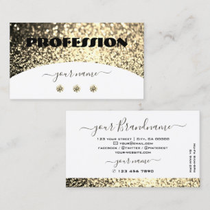 Luxe White Gold Sparking Glitter Rhinestones Visitekaartje
