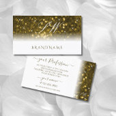Luxe White Gold Sparking Glitter Stars Monogram Visitekaartje