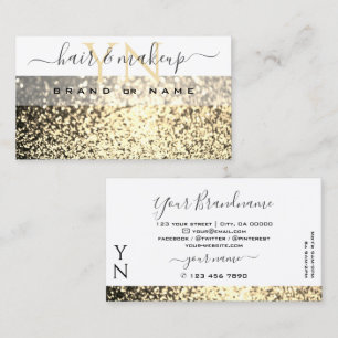 Luxe White Gold Sparkle Glitter Monogram Elegant Visitekaartje