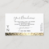 Luxe White Gold Sparkle Glitter Monogram Elegant Visitekaartje (Achterkant)