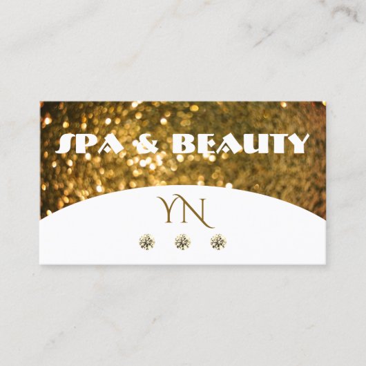 Luxe White Gold Sparkle Glitter Stylish Monogram Visitekaartje (Voorkant)