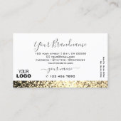 Luxe White Gold Sparkle Glitter Voeg Logo Elegant  Visitekaartje (Achterkant)
