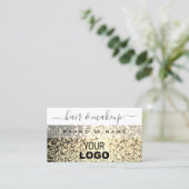 Luxe White Gold Sparkle Glitter Voeg Logo Elegant  Visitekaartje (Staand voorkant)