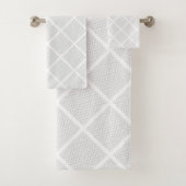 LUXE WHITE GRAY FLORAL ABSTRACT BATH TOWEL SET BAD HANDDOEK (Insitu)
