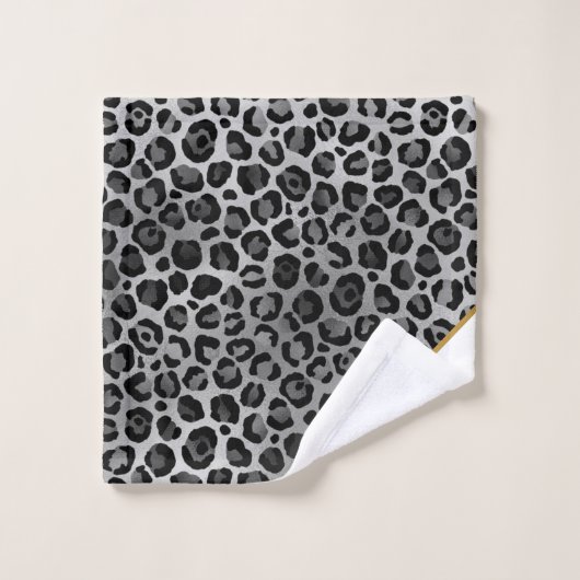LUXE WHITE GRAY LEOPARD GOLD BATH TOWEL SET BAD HANDDOEK (Wasdoekje)