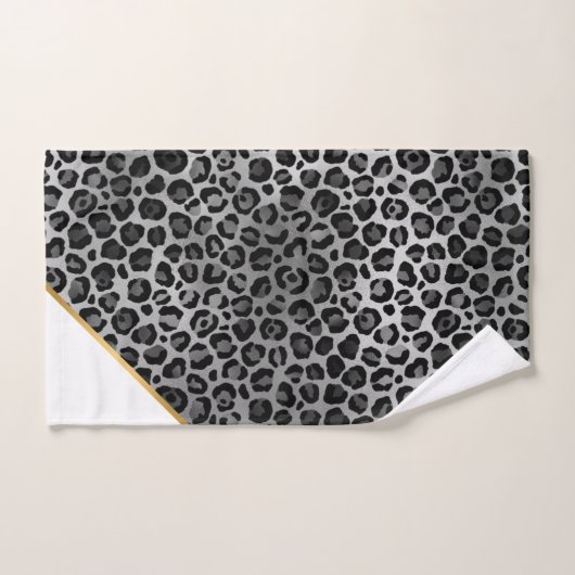 LUXE WHITE GRAY LEOPARD GOLD BATH TOWEL SET BAD HANDDOEK (Handdoek)