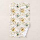 LUXE WHITE PEACOCK FEATHER TOWEL SET BAD HANDDOEK (Handdoek)