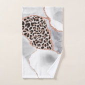 Luxe White Rose Gold Agate Leopard Print Bad Handdoek (Handdoek)