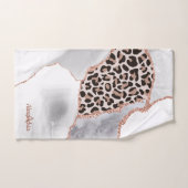 Luxe White Rose Gold Agate Leopard Print Bad Handdoek (Handdoek)