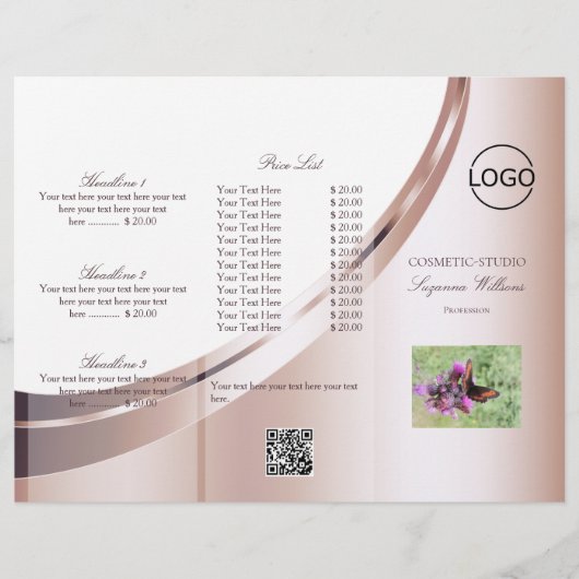 Luxe White Rose Gold Decor met Logo- en QR-code Flyer (Voorkant)