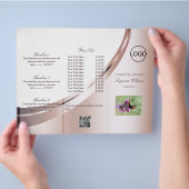 Luxe White Rose Gold Decor met Logo- en QR-code Flyer (Hand)